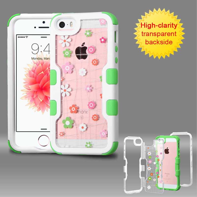 mobiletech-iphone5-mybat-Natural-Ivory-White-Frame-Transparent-Tiny-Blossoms-PC-Back-Electric-Green-TUFF-Vivid-Hybrid-Protector-Cover
